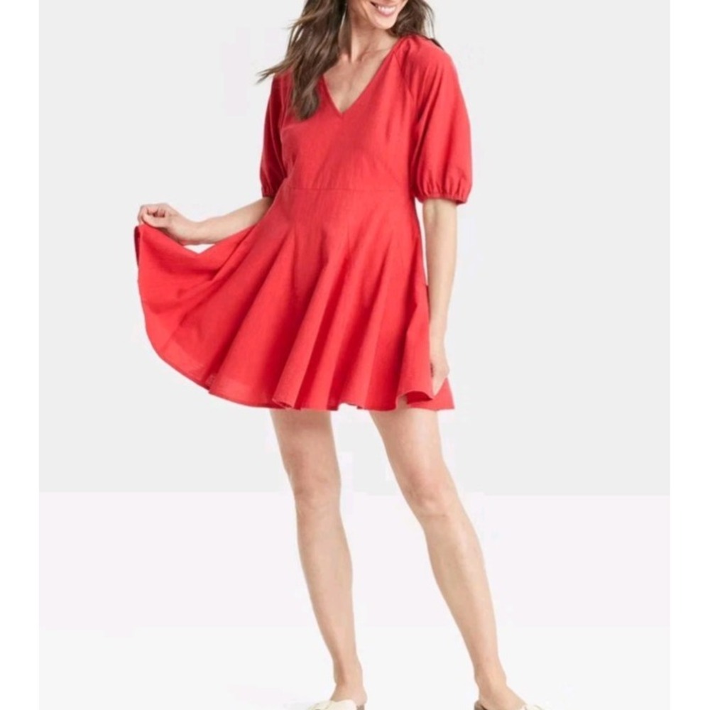 Women's Bell Elbow Sleeve Mini A-Line Dress - Universal Thread Red XS